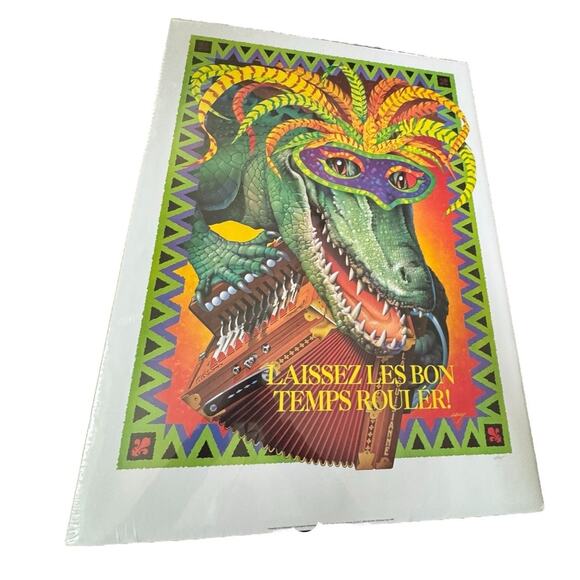1999 Michael Cacy Mardi Gras Poster Sealed Alligator Accordion Laissez Les Bon - Picture 2 of 11